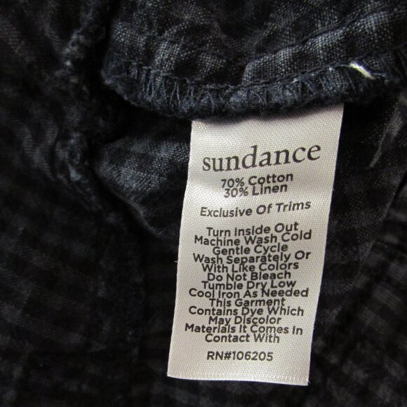 Sundance 'Vie De Reve' Cotton/Linen Navy Check High Rise Paperbag Ankle Pants 8 - Picture 6 of 16